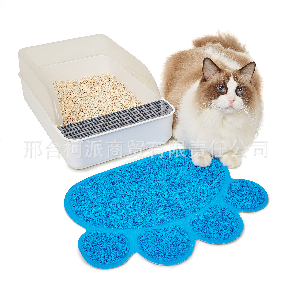 宠物用品供应 PVC猫砂垫 可爱猫头图案塑料地垫 宠物脚垫 猫厕所垫 清洁方便地垫详情7