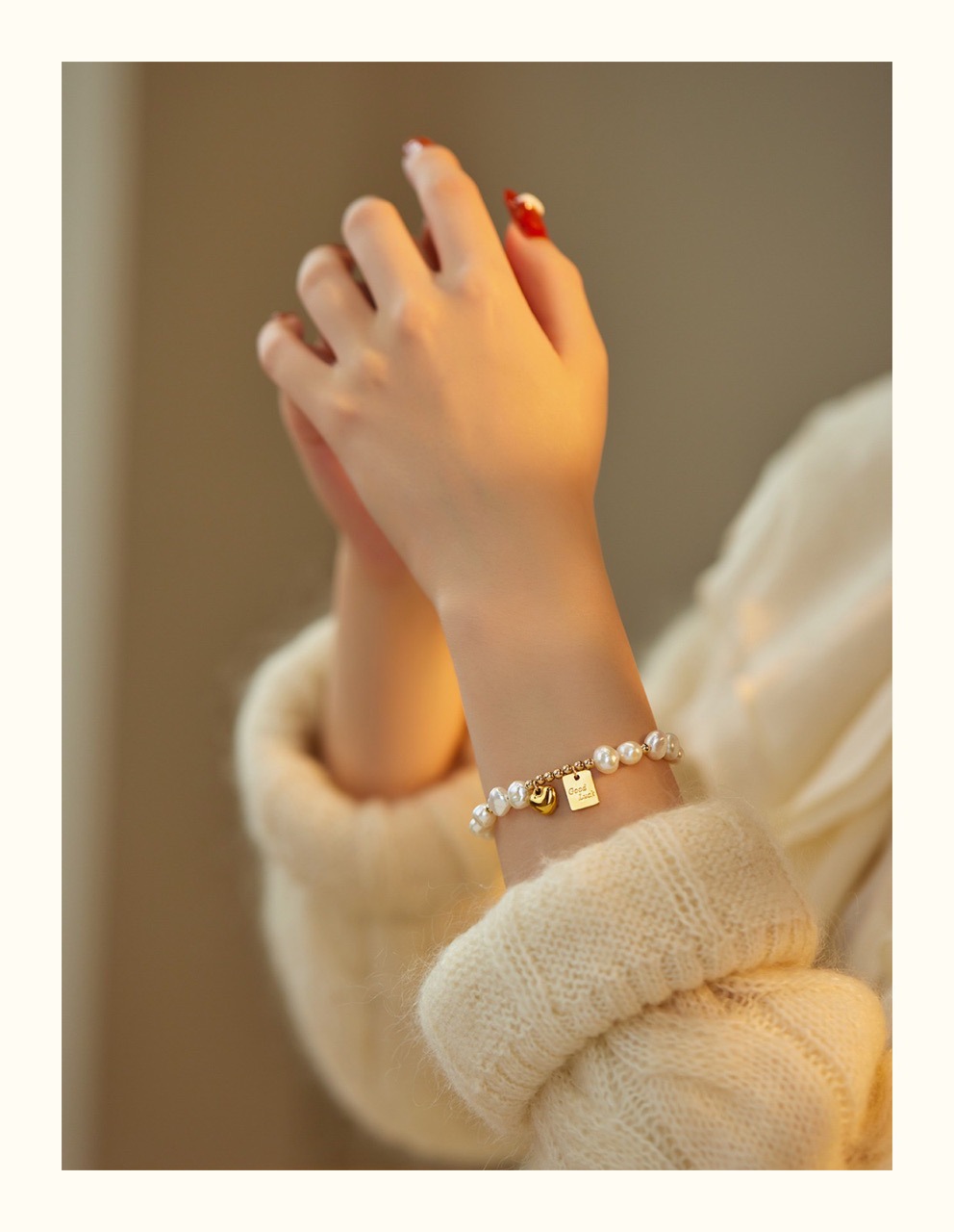 爱心Goodluck巴洛克淡水珍珠韩版时尚设计感ins新年手链异型手串详情9