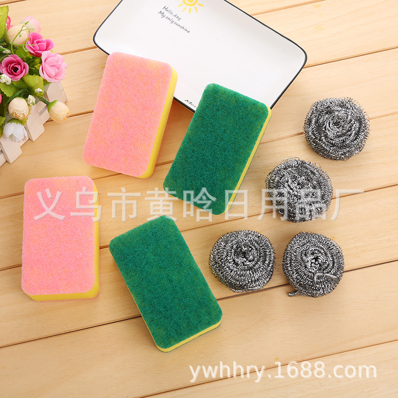 【 Chi Jia 】 Scouring Pad Sponge Kitchen Cleaning Brush Steel Wool Ball Set for Household cleaning, degreasing and decontamination of POTS pic 2