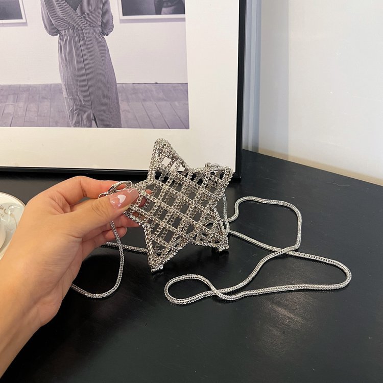 跨境2024夏新款小香风镂空金属星星包晚宴包单肩斜挎气质链条女包详情162