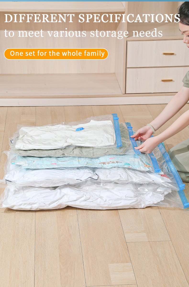Transparent vacuum compression bag, seasonal clothing storage bag, clothes and quilt storage bag, hand roll, thickened explosion-proof zipper pic 6