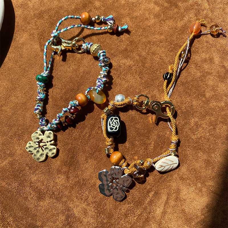 欧美春夏度假缤纷海岛扶桑花朵吊坠项链小众设计感编绳设计手链详情9