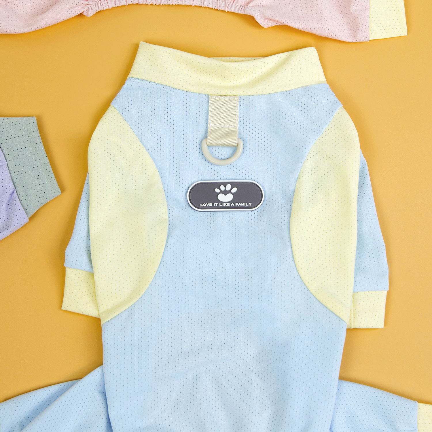 宠物服装三件套猫狗衣服冬季粉色紫色蓝色拼接带字母爪印宠物猫猫狗衣服套装详情5