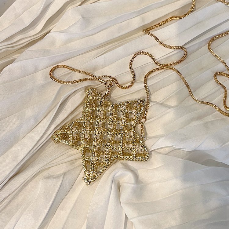 跨境2024夏新款小香风镂空金属星星包晚宴包单肩斜挎气质链条女包详情87