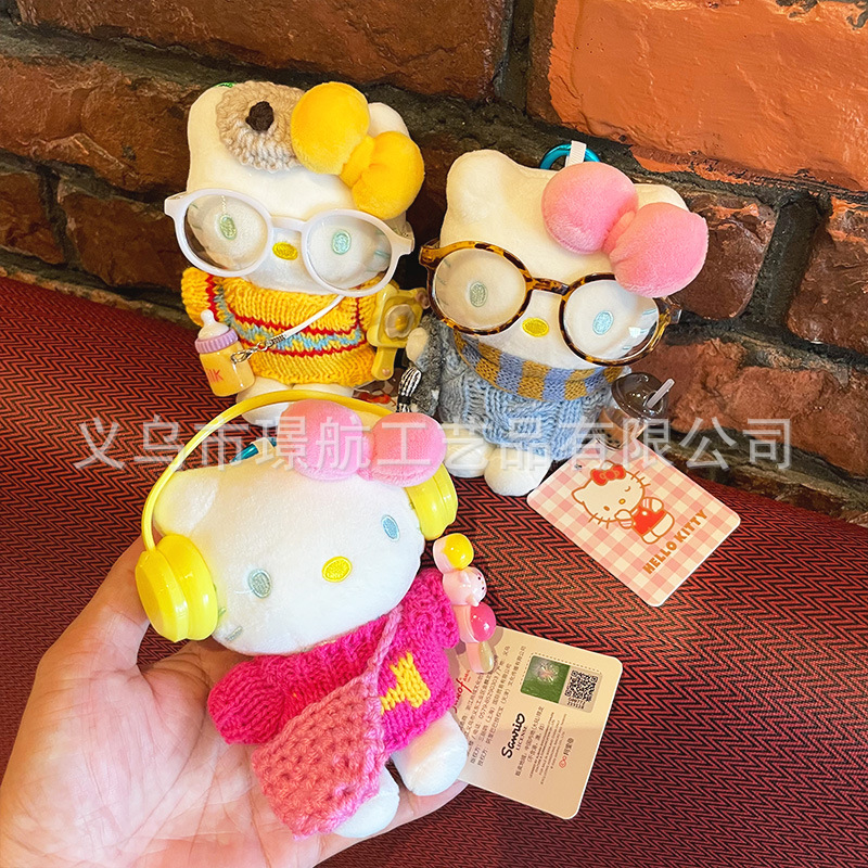 Genuine kt pendant, HelloKitty Sanrio plush toy, keychain, cute bag pendant gift pic 1