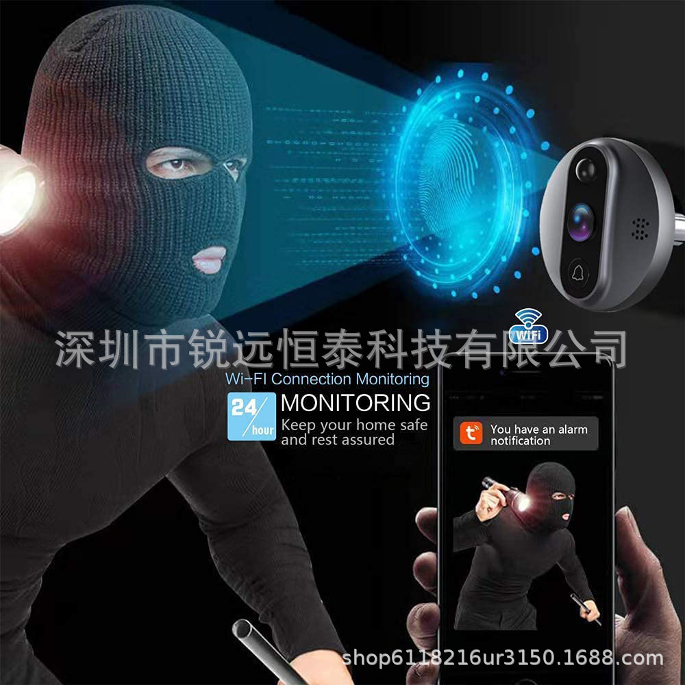 Tuya Smart Wireless WiFi cat-eye Video Doorbell, 3 million two-way intercom, high-definition monitoring TYPE-C interface pic 3