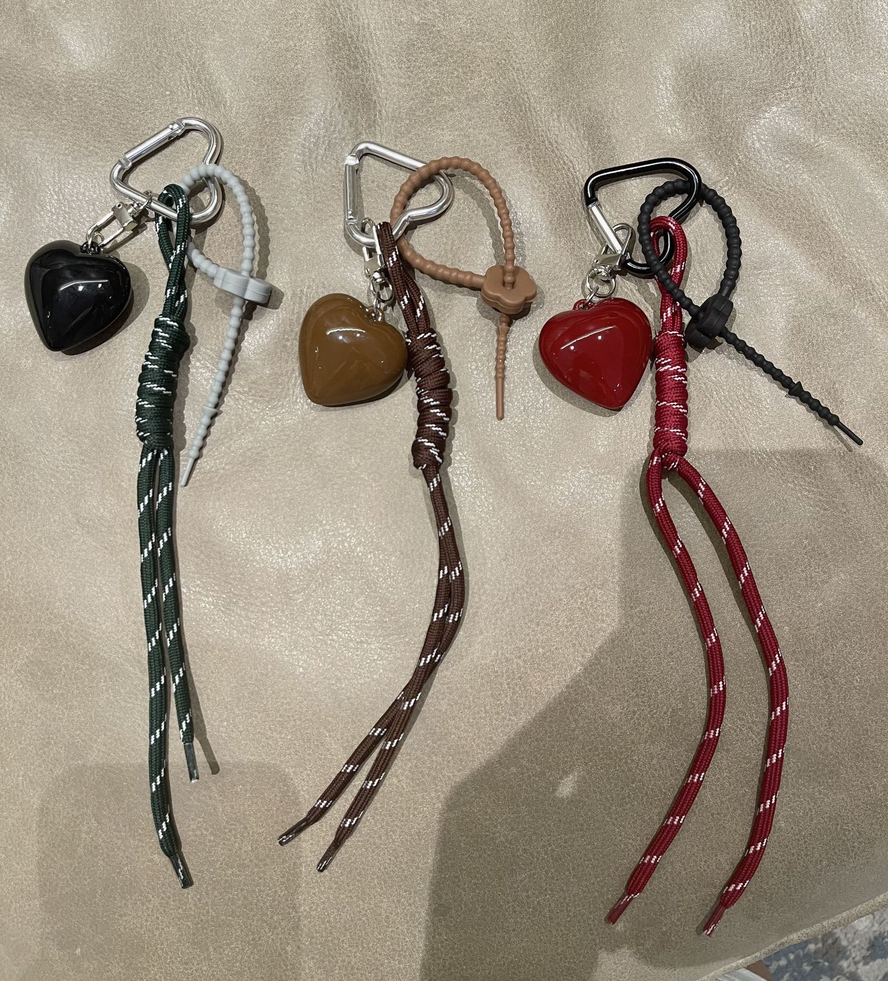 2024 New miu series style Angola Red large heart woven rope keychain pendant, bag decoration pendant, keychain pendant pic 1