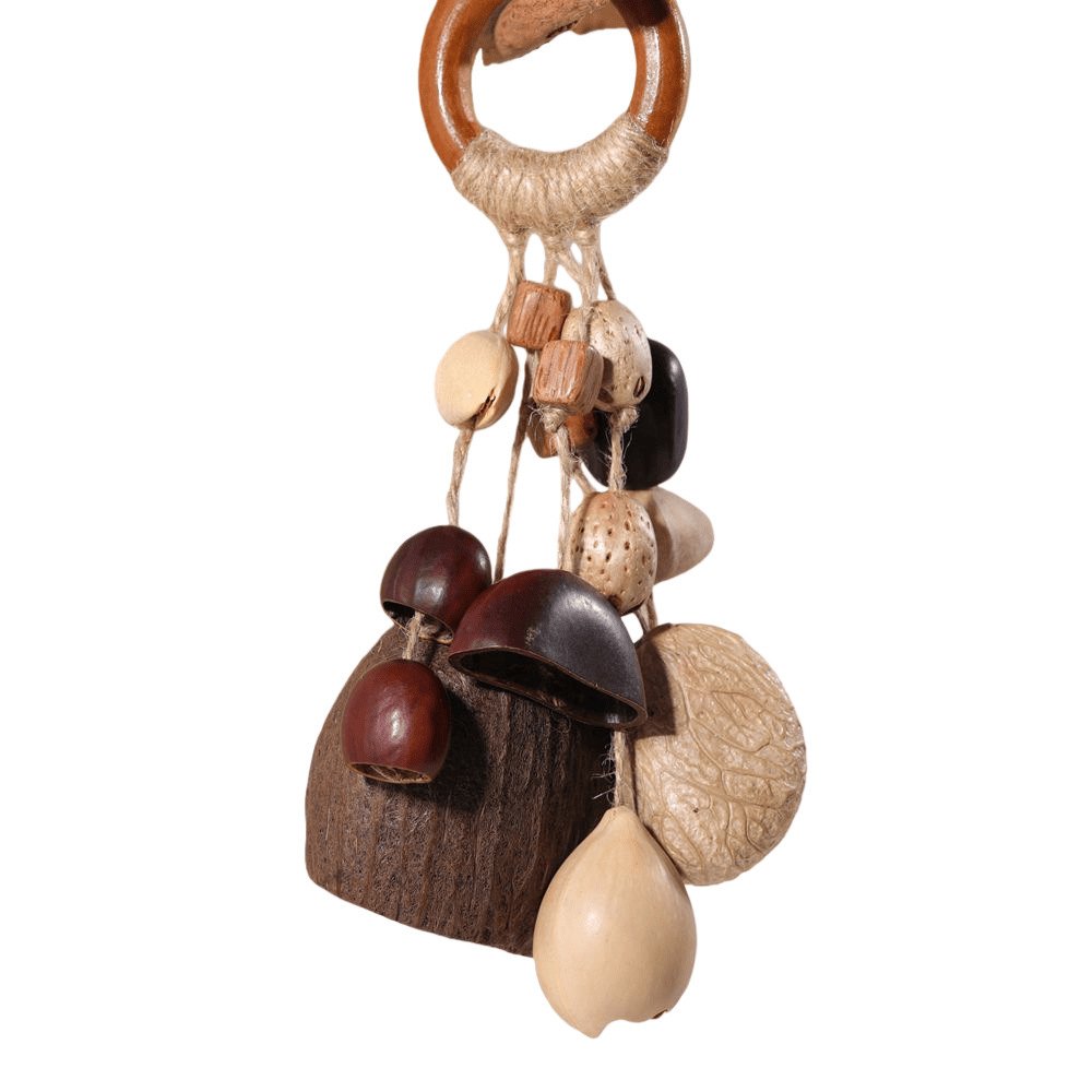 Indonesian handmade fruit shell wind chimes, natural Musical Instruments, sound therapy hand-cranked bells, fruit shell cranked bells, diy wind chime bags, hanging ornaments pic 8