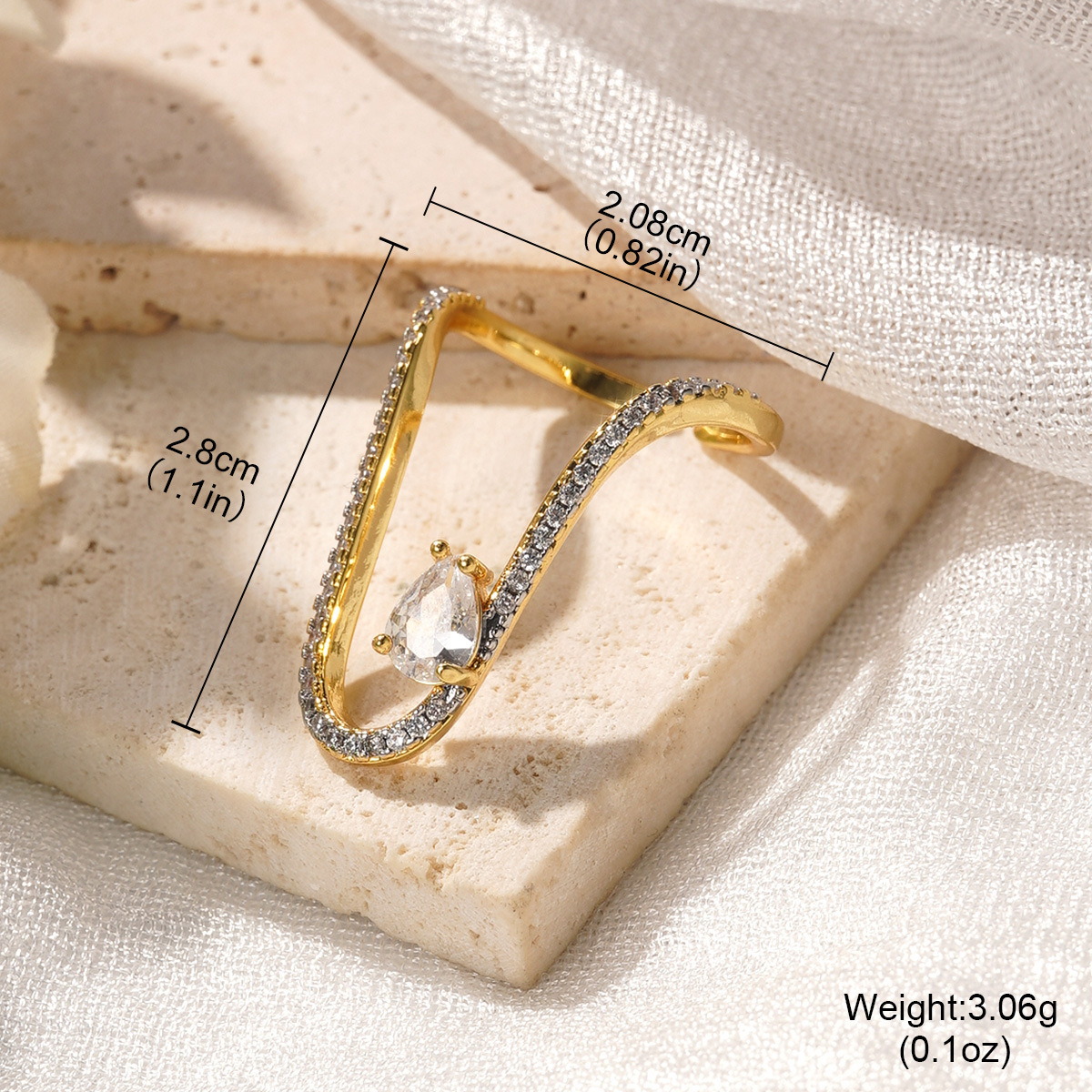 European and American ins light luxury open ring, fashionable and versatile, geometric line zirconium-inlaid small chanel-style simple ring, niche wholesale pic 31