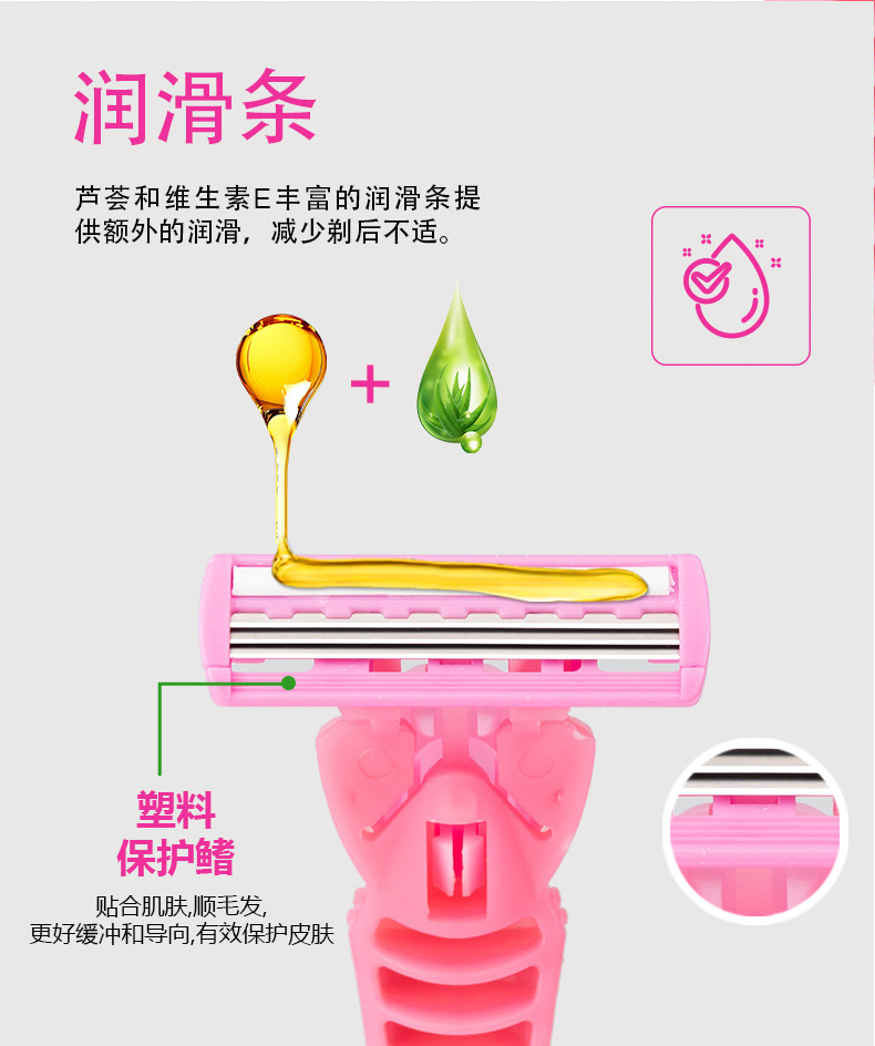 PearlMax manual shaver, three-layer replaceable blade head, full-body hair removal and shaving knife, disposable shaving knife pic 8