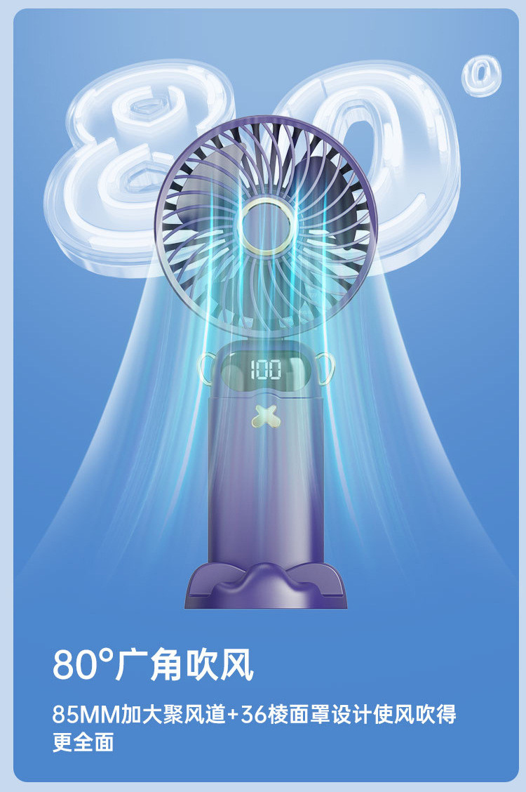 Cross-border handheld fan, small charging model, long-lasting folding neck, outdoor fan, office desktop small fan pic 12
