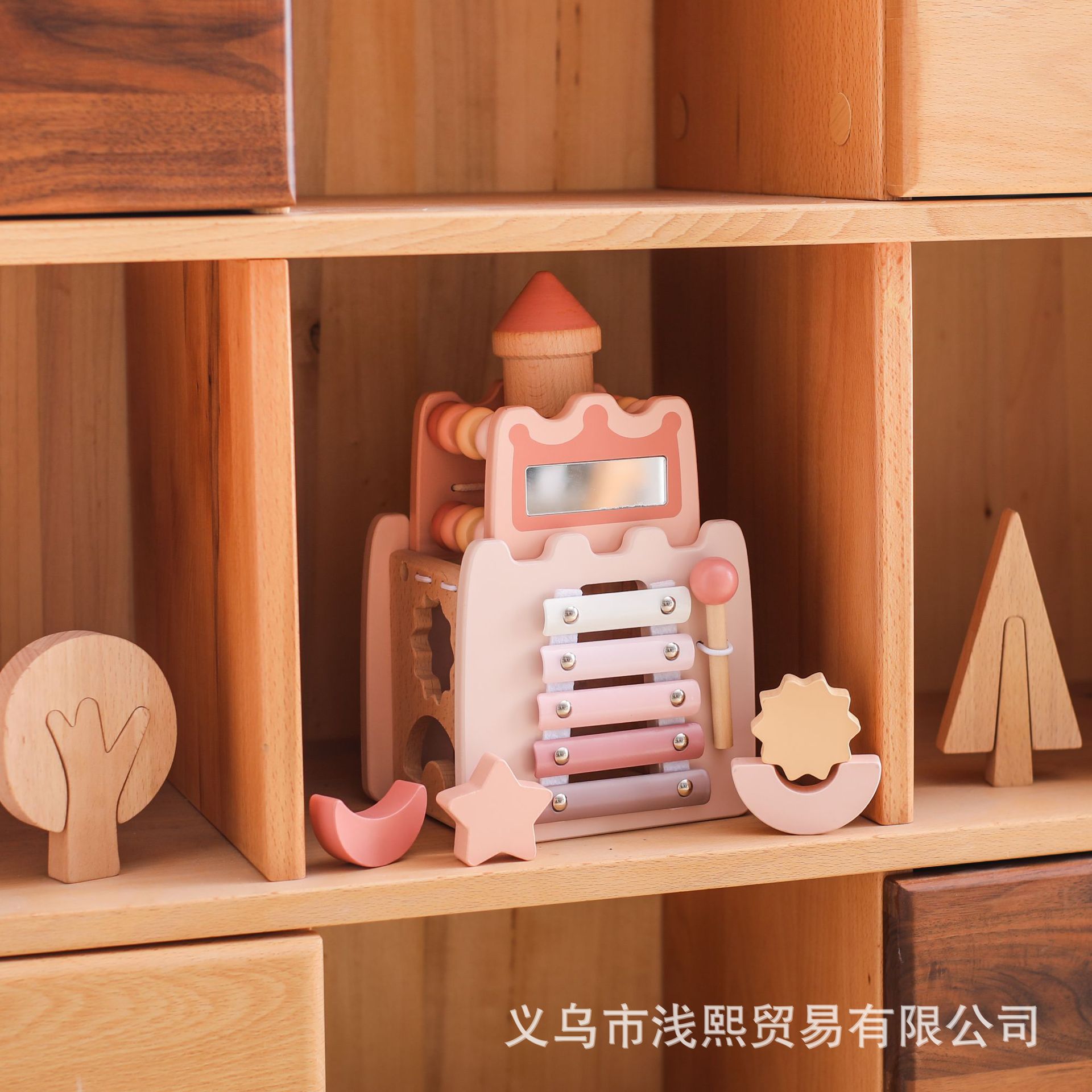 木质卡通儿童早教城堡小公主早教益智多功能玩具敲琴配对拼插玩具详情22