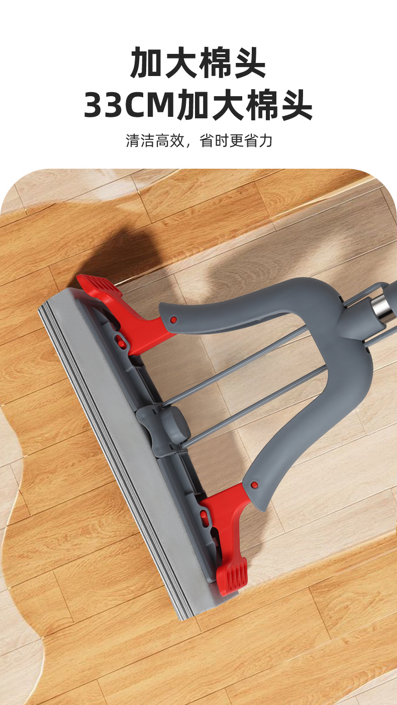 免手洗海绵拖把新款对折挤水外贸一拖净吸水胶棉拖把0871-021详情6