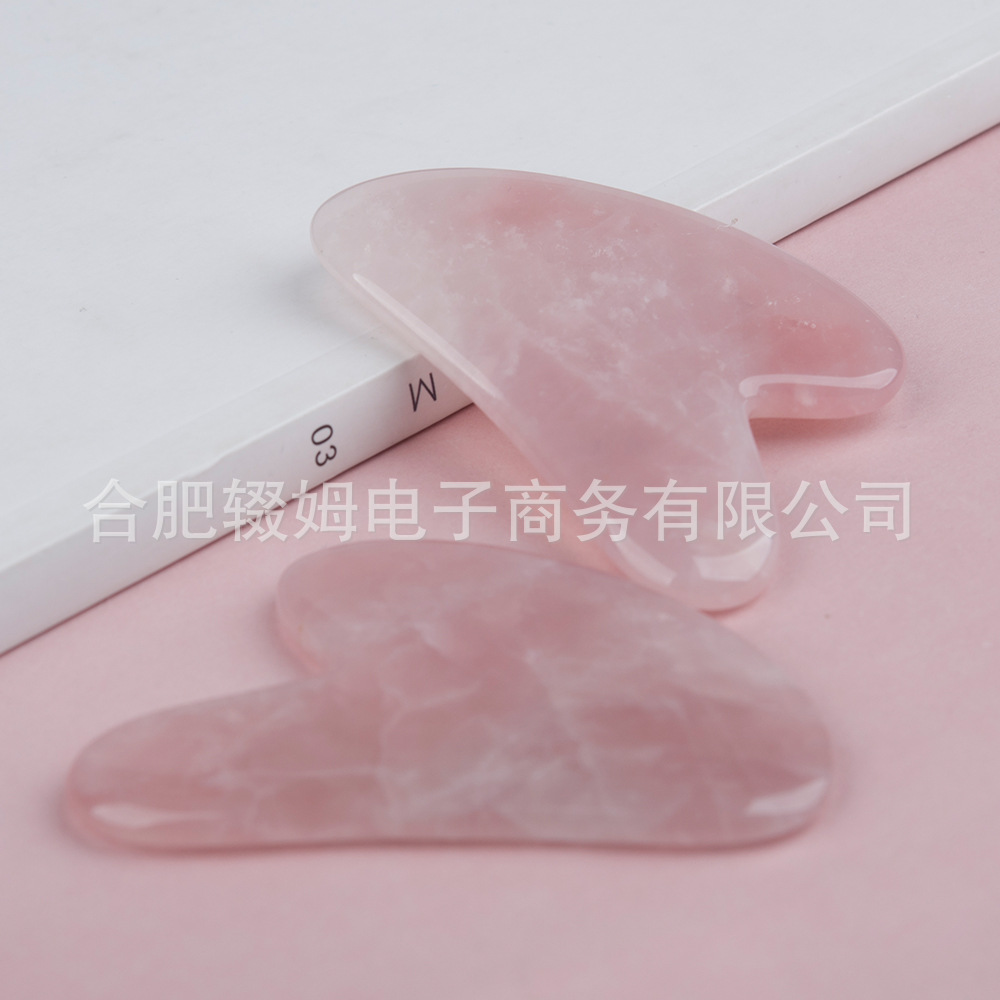 粉晶刮痧板心形刮痧按摩器美容面部脸部天然玉石手指粉水晶刮痧片详情18