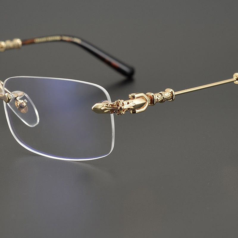 2813wj防蓝光老花镜无框眼镜金属架方形男配近视复古商务金色老花详情5