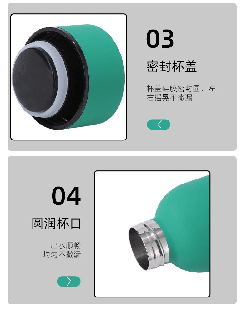 亚马逊304不锈钢保温杯美式小口瓶户外运动水杯大容量磨砂漆水瓶详情11