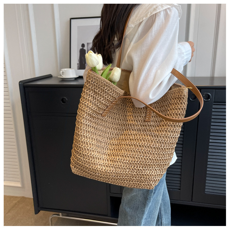 草编包度假风包包女2024春季新款时尚复古大容量女学生单肩托特包详情14
