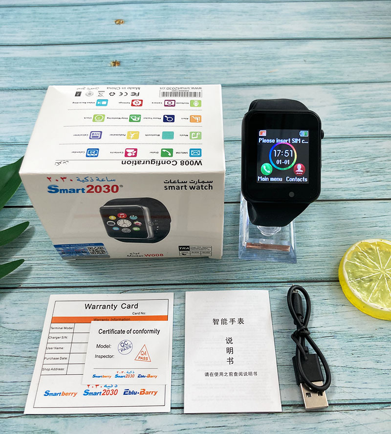 W008智能手表蓝牙插卡通话手表运动计步来电信息提醒智能手表工厂详情5