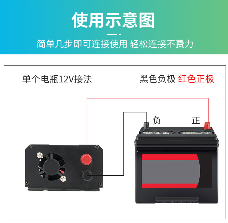 家用足功率正弦波300W逆变器12/24/48太阳能逆变器车载逆变器详情11