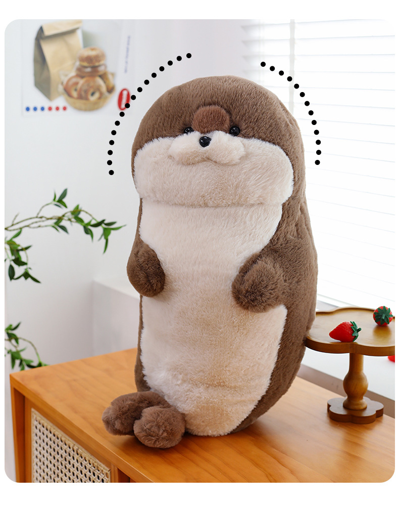 网红仿真海豹海獭公仔儿童床上玩偶抱枕毛绒玩具女生的日礼物抱枕详情25