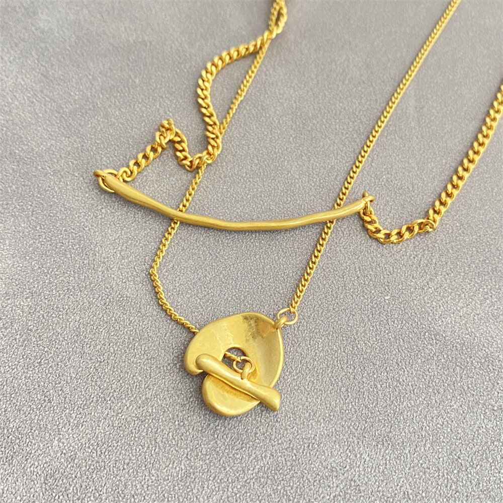 网红博主松本惠奈款长项链日本小众设计金银拼色气质双层叠戴颈链详情12