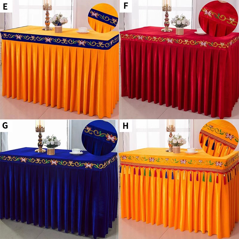 Temple and Buddhist hall tablecloths, table skirts, aprons, altar table covers, embroidered offering table covers, rectangular professional table skirts pic 3