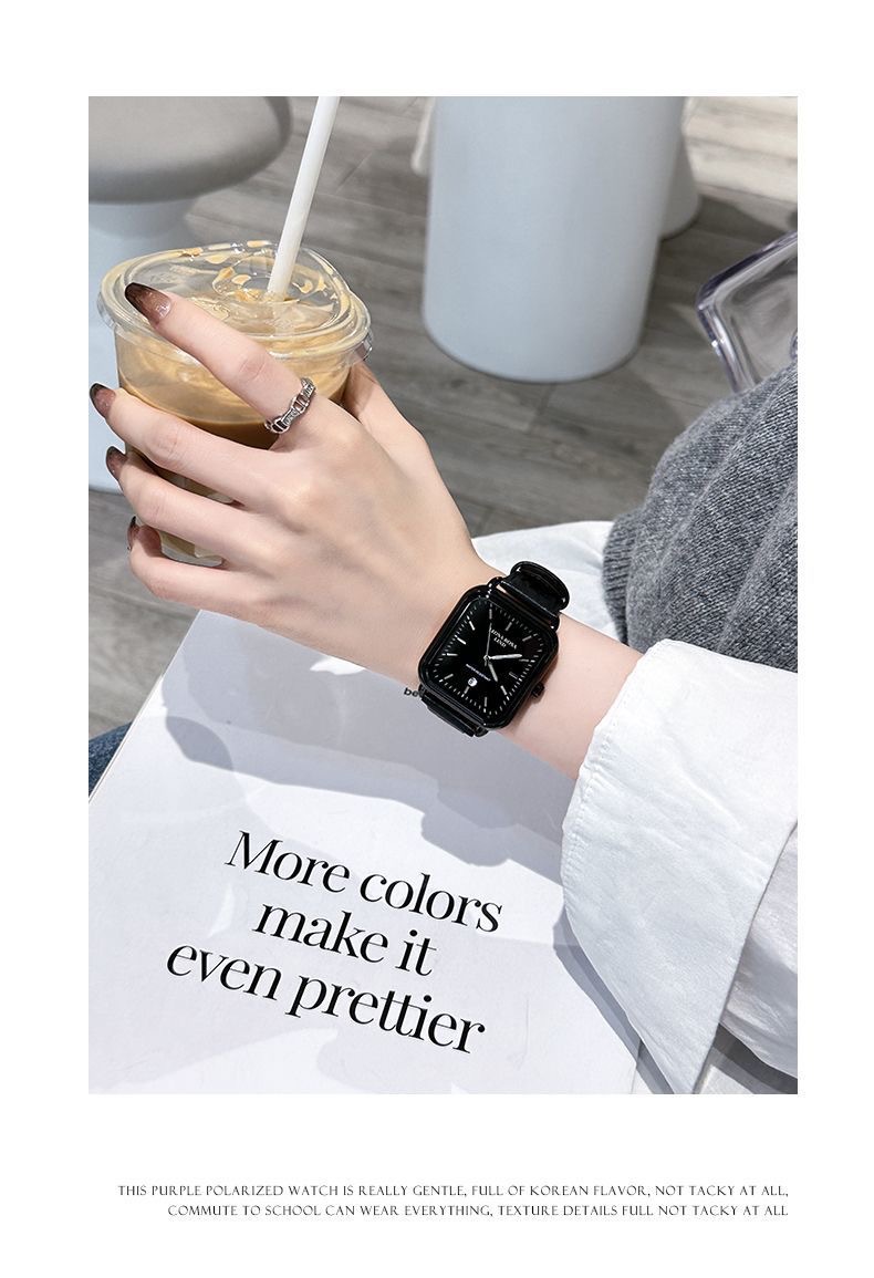 手表女士2024新款轻奢日历小众方形休闲时尚气质精致皮带腕表男女详情10