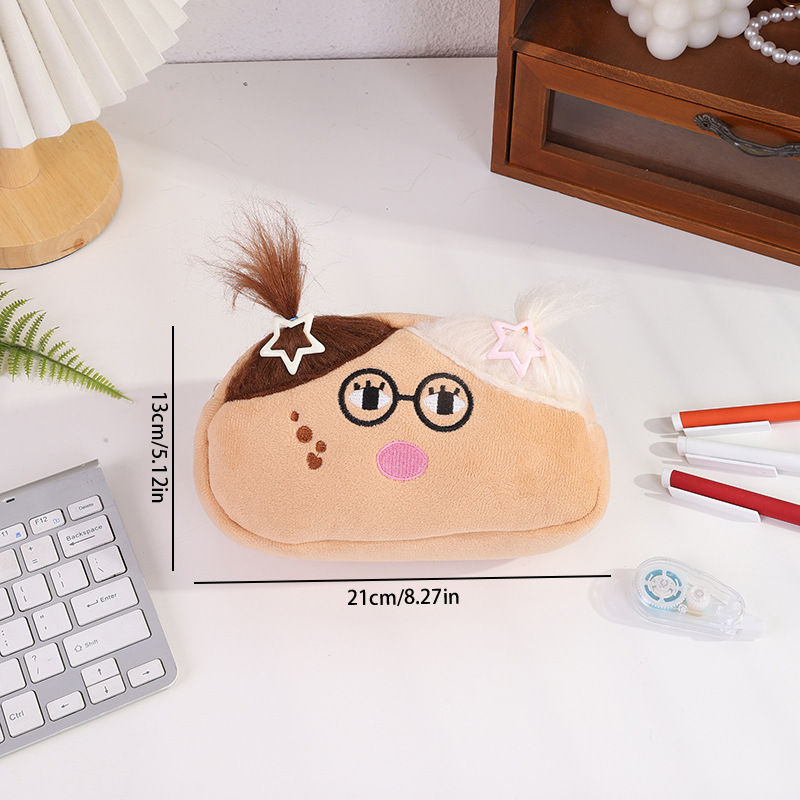 2025搞怪丑萌可爱卡通毛绒大容量笔袋学生创意文具收纳收纳袋ins详情12