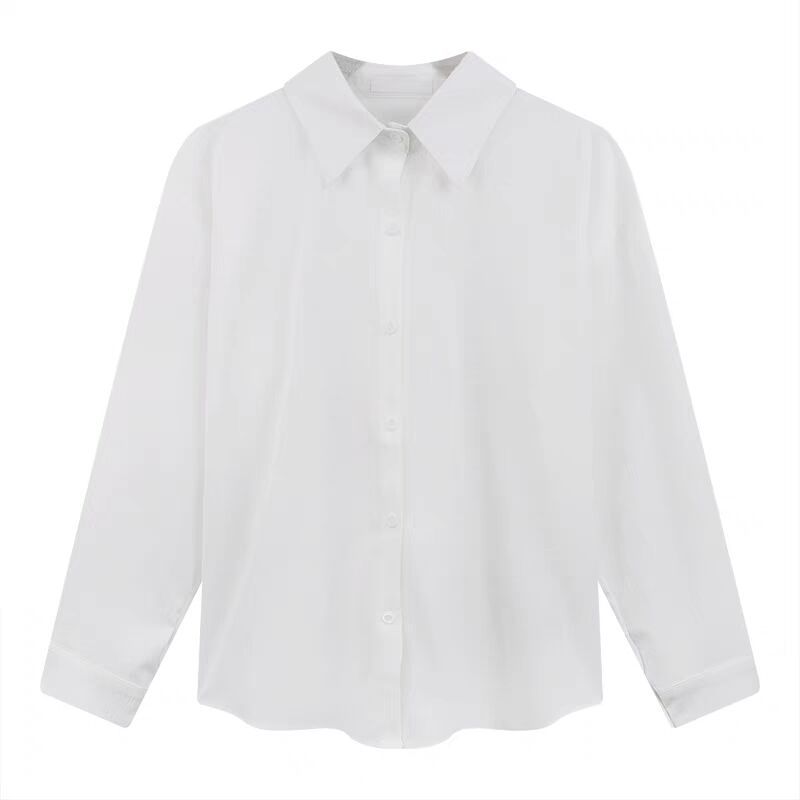 制服衬衣基础长袖白色衬衫女新款百搭基础款工作服内搭复古衬衣女详情8