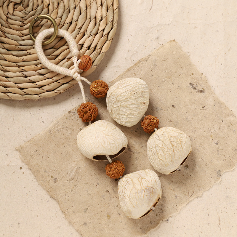Best-selling natural healing fruit shell bell pendant, string, fruit shell hand-cranked stress-relieving sound therapy bag, wind chime, personalized pendant pic 14