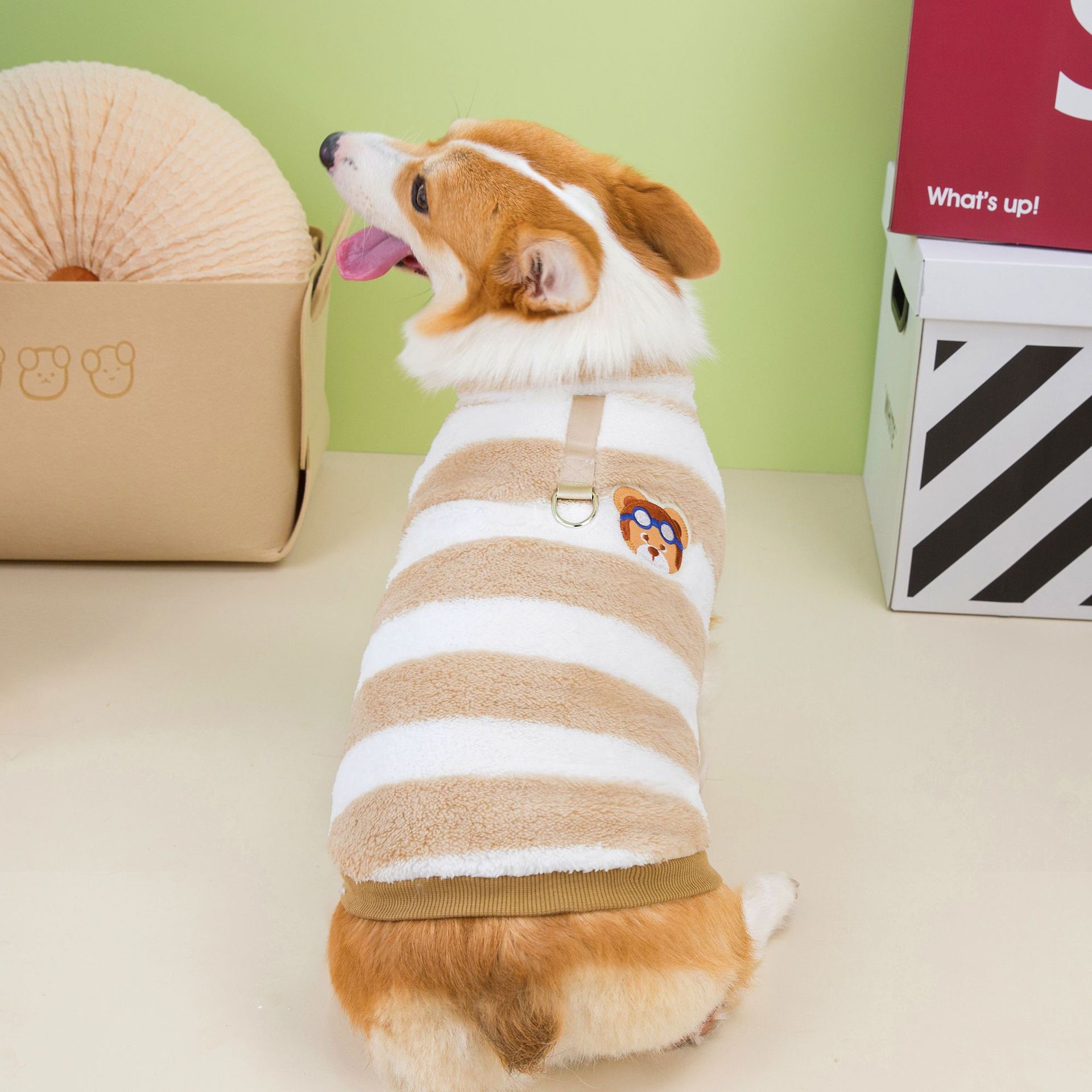 宠物衣服秋冬新款柯基腊肠绒衣中大型犬狗狗法兰绒面料两脚衣现货详情11