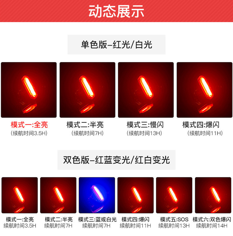 Задняя фара USB заряжает велосипедную лампу usb для велосипедной езды на велосипеде, сигнализацией для велосипедных ламп является распродажа производителя ламп ан pic 4