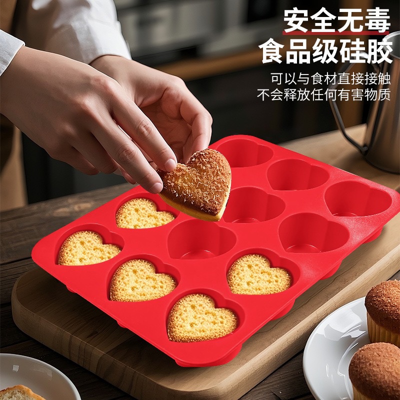Baby accessories love mod nueva llegada 12 agujeros de silicona cake mold silicona de grado alimenticio 12/24 agujeros de amor cake baking mold pic 4