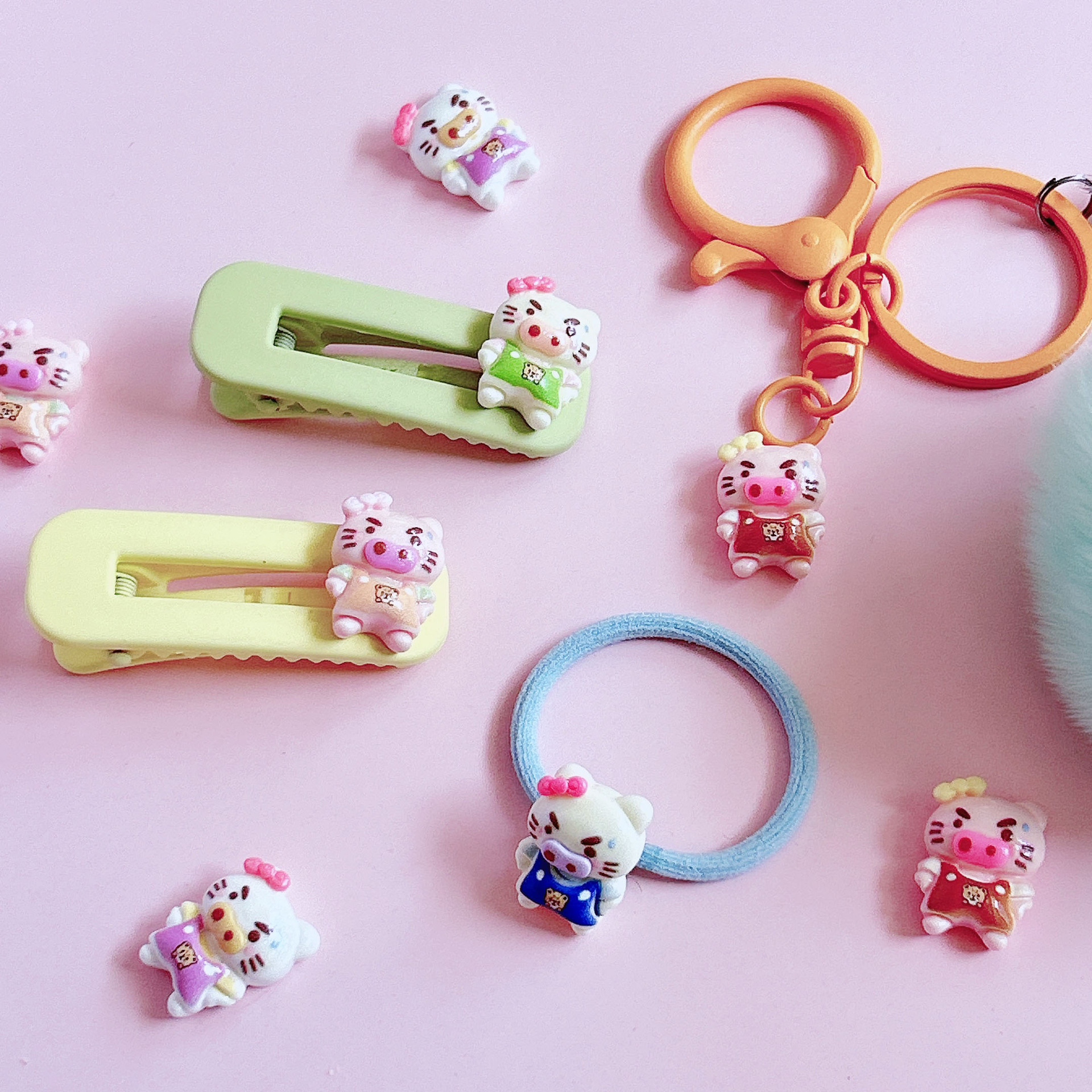 Cute and chubby little pig accessories, diy resin jewelry, hair clips, hair bands, key pendants, shoe buckles and accessories pic 7
