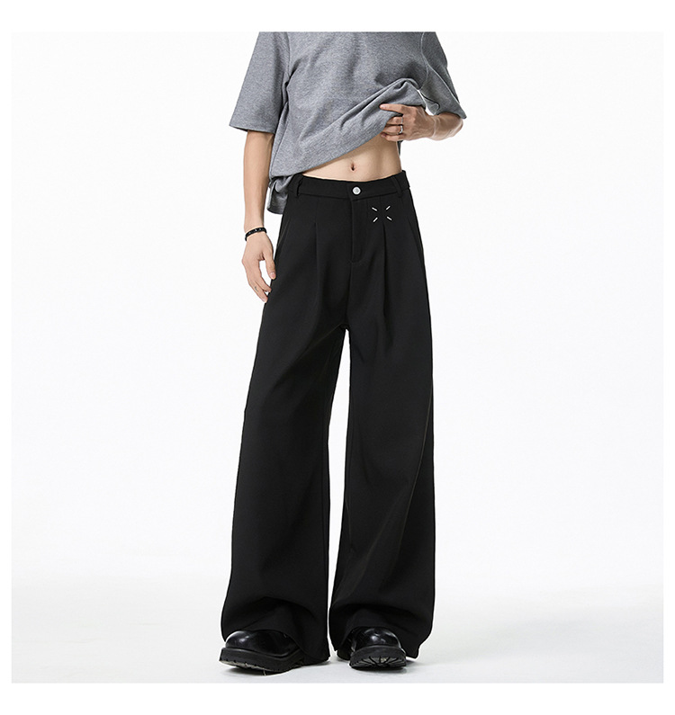 Americano cleanfit negro pantalones hombre primavera otoño recto holgada sensación casual premium sensación pantalones de pierna ancha hombre pic 1