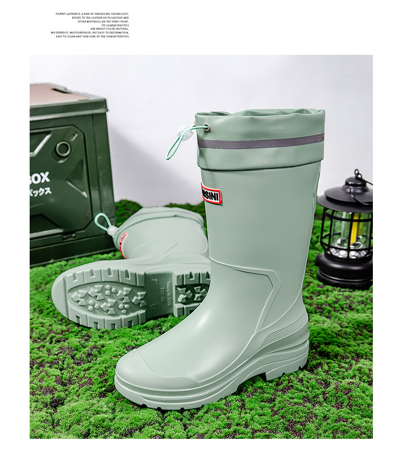 水鞋女高筒韩国雨靴纯色百搭外穿厚底防滑束口水鞋赶海防水工作鞋详情20