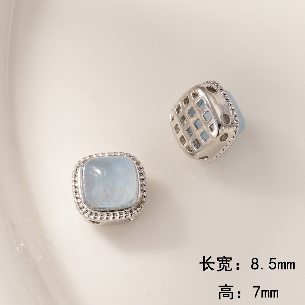 Zircon turquoise aquamarine beads, copper plated with real gold, color retention, high-end style bracelet, necklace clasp DIY accessory pic 8