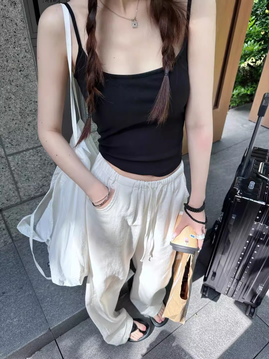 亚麻阔腿裤女夏薄款高腰垂感宽松显瘦拖地休闲裤窄版冰丝直筒长裤详情12