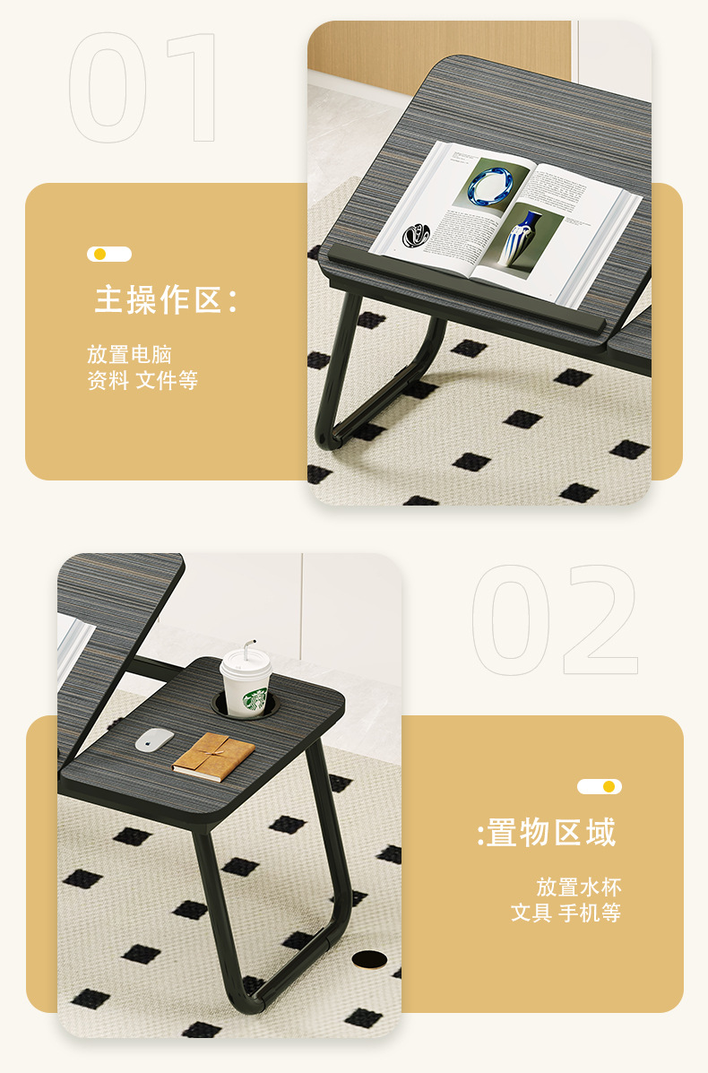 多功能折叠床上桌简约板式学习办公桌适用书房家用便携小桌子详情4
