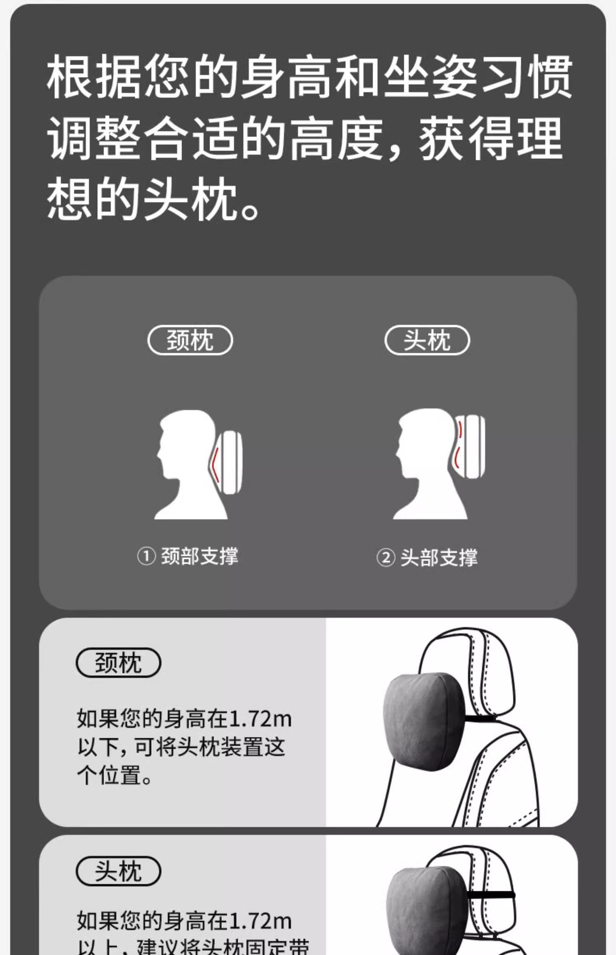 通用型汽车头枕麂皮绒车载腰靠护颈枕冲孔透气座椅靠枕一套装详情15