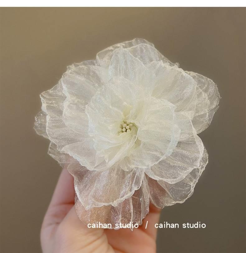 网纱发夹花朵氛围感女发饰夏2024新款刘海碎发夹超仙纯欲风边夹子详情7