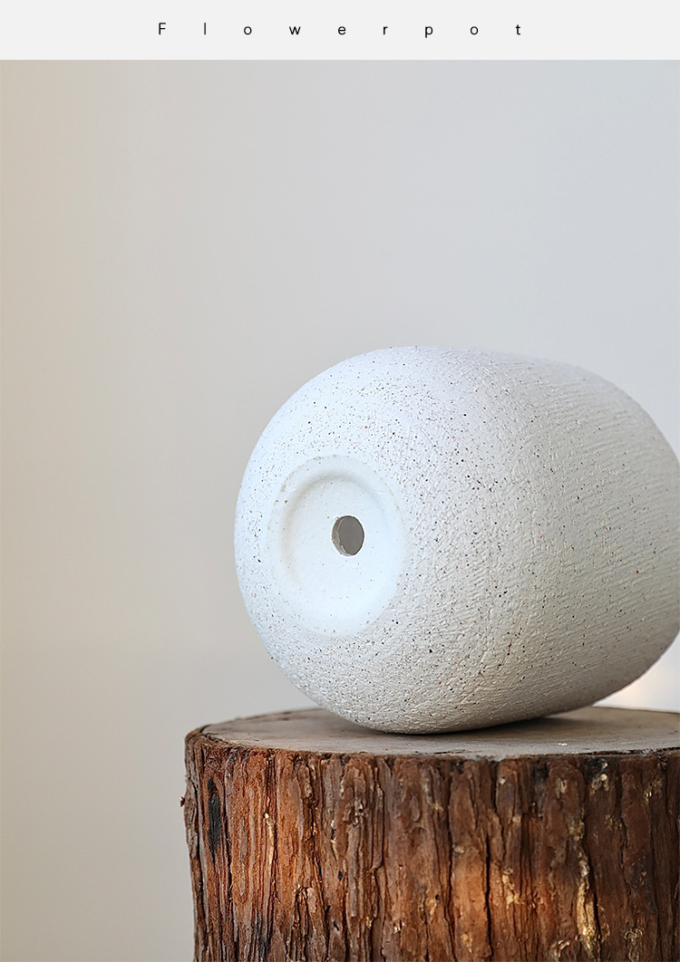 北欧陶瓷粗砂花盆象牙白蝴蝶兰陶盆兰花白陶创意个性绿植粗陶套盆详情10