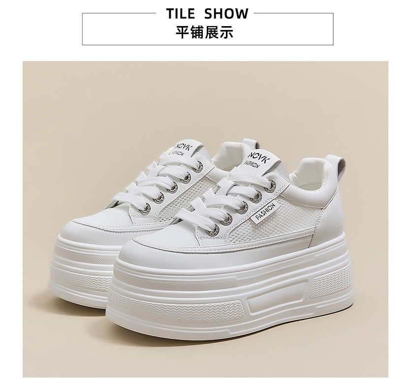 The thick-soled, insole, breathable white sneakers are a perfect match for women and are a new sporty casual shoe for Spring and summer 2025 pic 15
