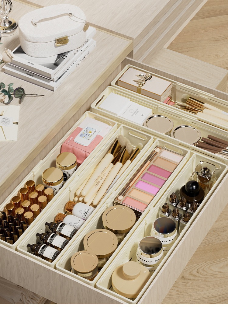 可伸缩橱柜收纳盒窄长抽屉式零食杂物厨房整理盒桌面储物盒多功能整理箱详情16