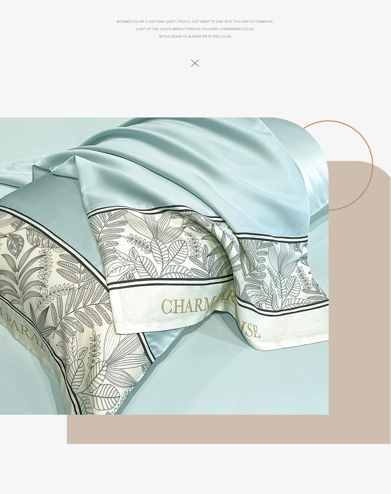 Ice silk four-piece set, nude bed cover, anti-slip washable silk quilt cover, Tencel light luxury and high-end feel pic 8