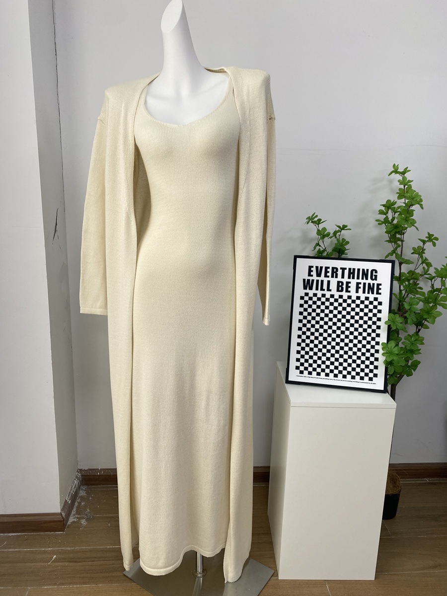 2025 Cross-border Bestseller Pure Cotton Knitted Set: Sexy Deep V halter long Dress + Lazy cardigan: Soft and skin-friendly pic 18