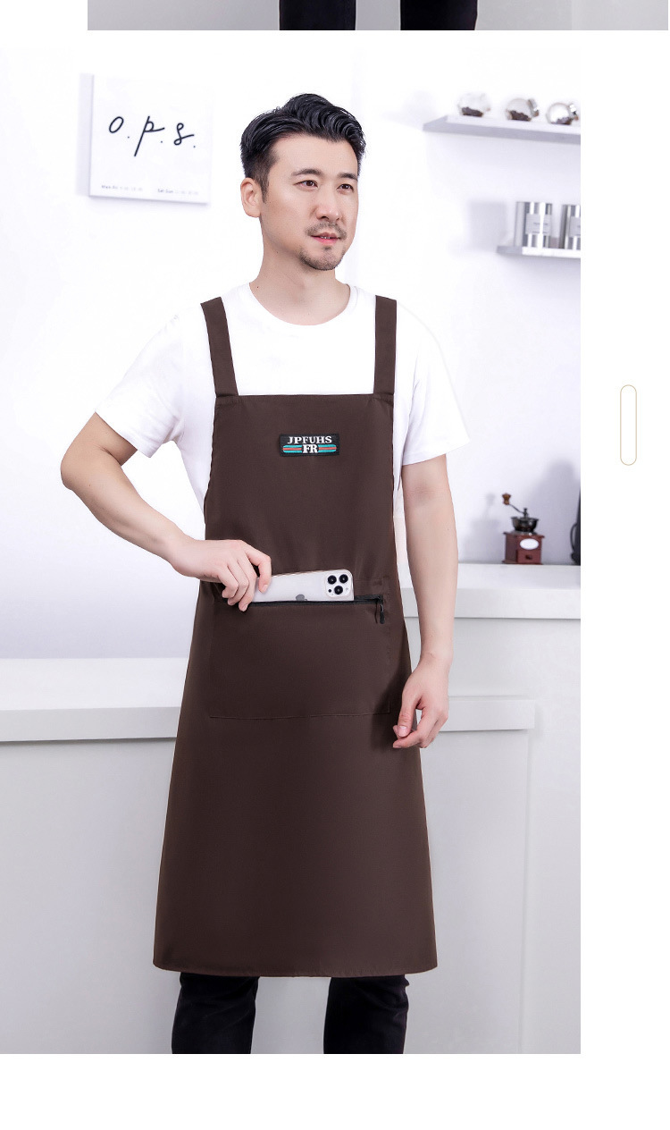 【 Chi Jia 】 Extended waterproof apron solid color simple kitchen home Zipper pocket dirt-resistant work clothes pic 20