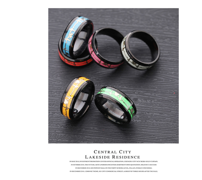 跨境供应 欧美风不锈钢饰品 龙鳞夜光心电图情侣爱心钛钢戒指厂家详情14