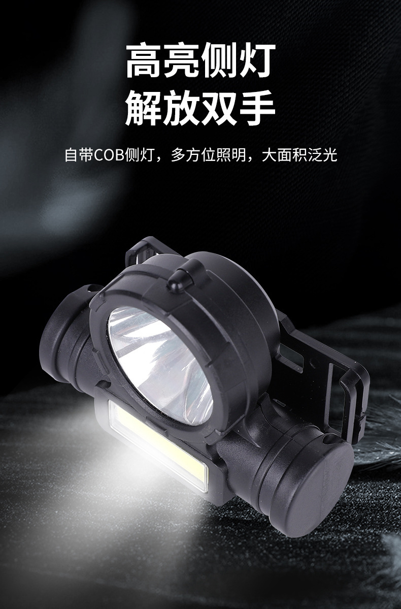 Cross-border outdoor C0B charging head-mounted flashlight led fishing waterproof charging headlamp long Battery life strong light lithium battery pic 8