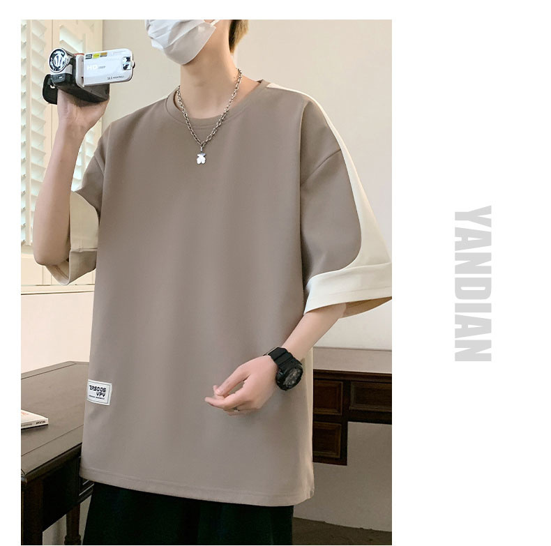 A large-sized short-sleeved T-shirt for men, a new summer 2024 half-sleeved base layer, is a trendy outfit for men on Instagram pic 15